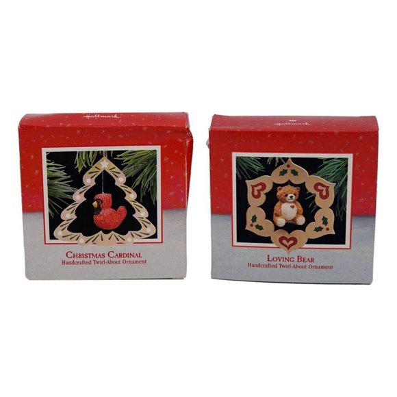 HHallmark Keepsake Ornament Christmas Cardinal & Loving Bear Set Handcrafted 198 - Picture 5 of 7